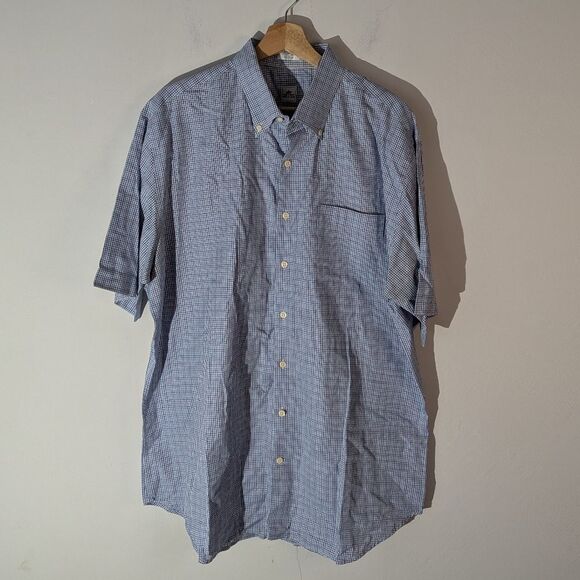 Peter Millar Blue Checkered Casual Button Down Shirt Men's Size XL - Picture 1 of 5